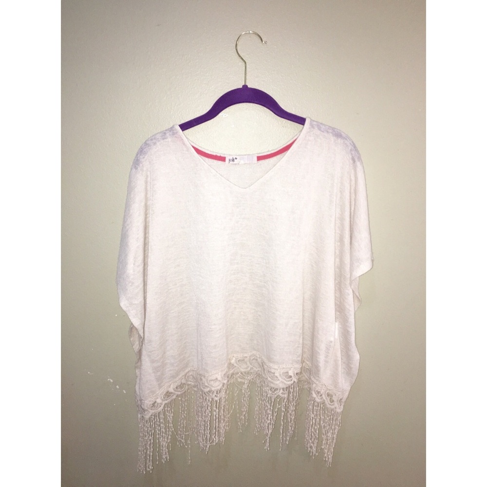 Off white crop top with fringe